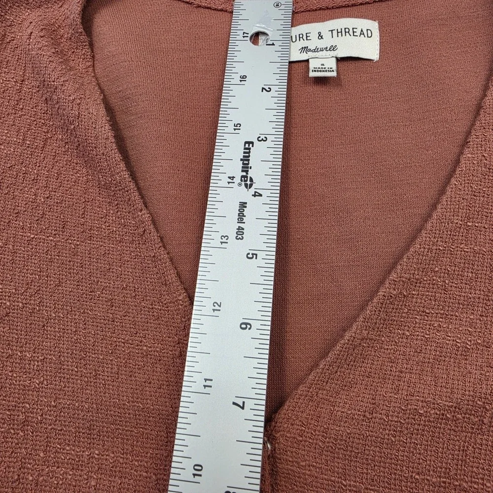 Madewell Texture & Thread Wrap Top Womens Small Rust Short Sleeve Tie Side